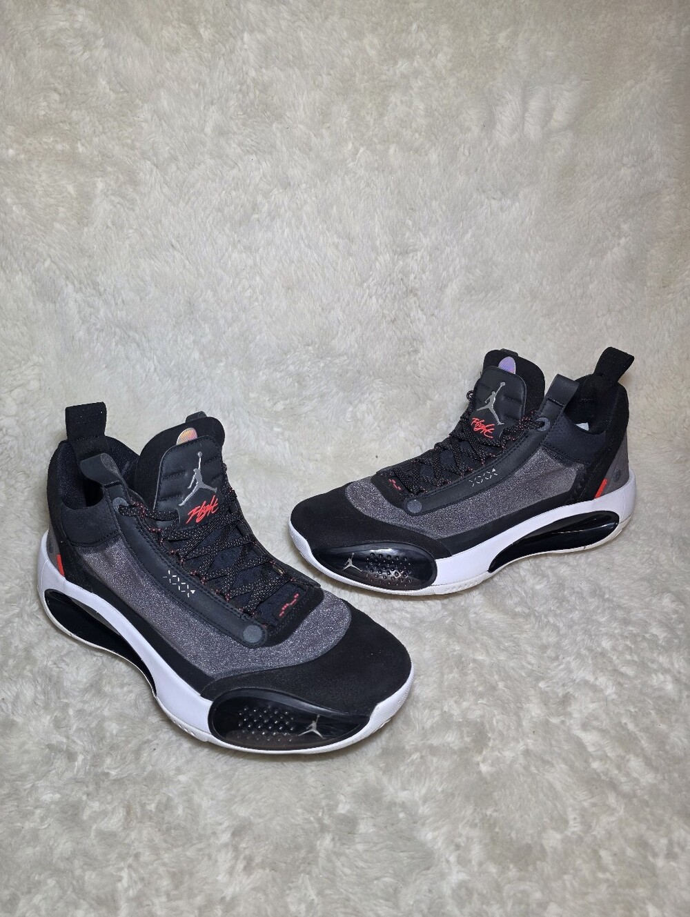 Nike Air Jordan XXXIV 34 Low Heritage Black Red Orbit Mens 9 CU3473-001 Like New